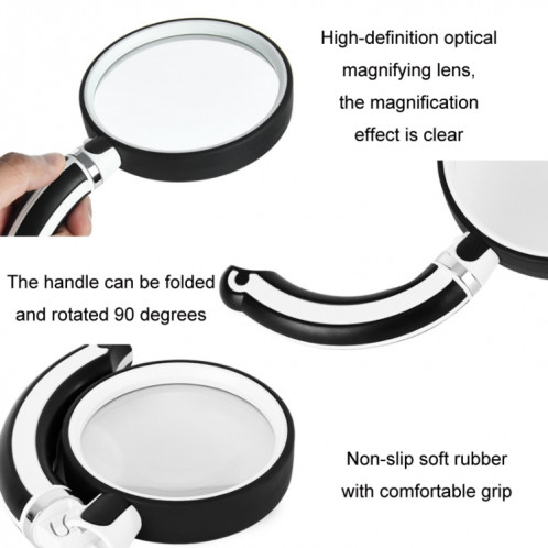 Loupe à main rotative pliante avec poignée en caoutchouc de 75 mm SH3101774-08
