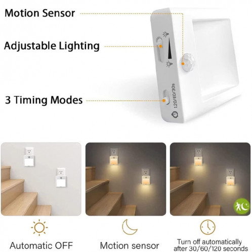 NL2101 Détecteur de mouvement LED Veilleuse AC Plug Dimming Sleep Lights, Spécification: Prise UK blanc chaud SH39051542-08