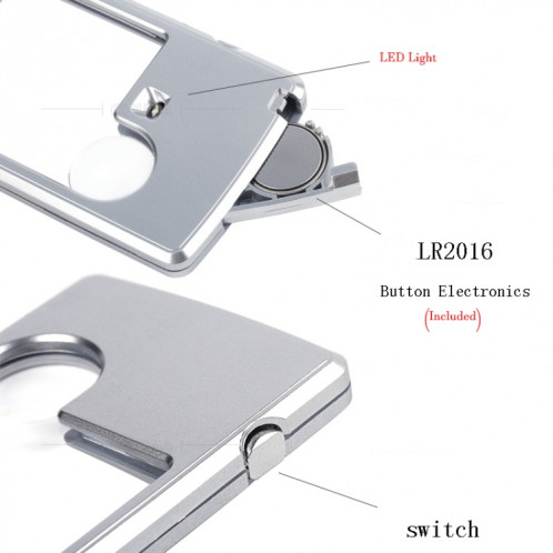 2pcs 3-6 fois type de carte loupe portable lumière LED rectangulaire SH6148364-09