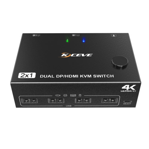 202DH DP HDMI Dual Channel KVM Switch Ordinateur Hôte DP Interface Clavier Souris Partage d'affichage(Noir) SH101A1088-06