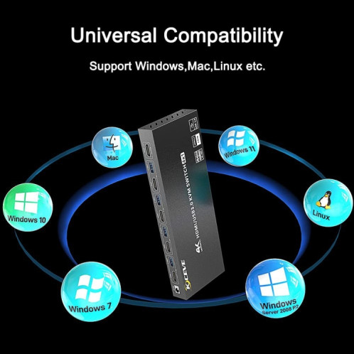 KVM401A 4 Ports USB 3.0 Périphérique Partagé HDMI KVM Switch HUB Convertisseur Partagé (Noir) SH701A989-09