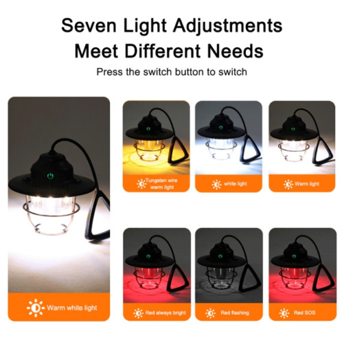 Lanterne de cheval rechargeable par USB pour éclairage extérieur de camping (noir) SH901A1390-07
