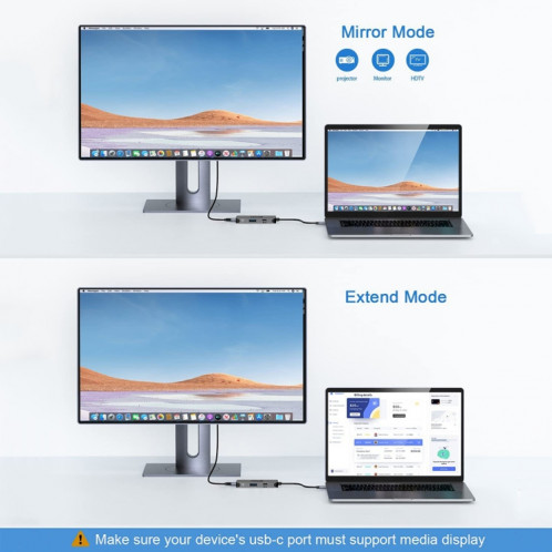 QGeeM UH03-1 USB3.0 Station d'accueil multifonctionnelle Type-C PD100W HUB (3 en 1) SQ401A1503-06