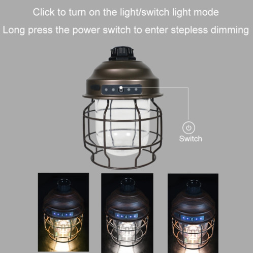 Lampe portative de camping en plein air avec mousqueton, couleur : noir SH5702595-08