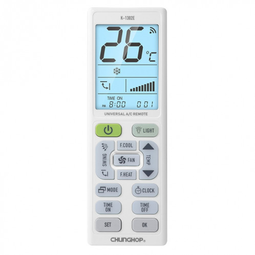 CHUNGHOP K-1302E Veilleuse Grand Écran Batterie Télécommande Universelle pour Climatiseur SC62621556-07