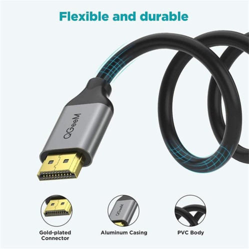 QGeeM QG-AV17 Prise en charge du câble de connexion HDMI vers HDMI 8K et 60Hz Longueur 1 m SQ2001517-010