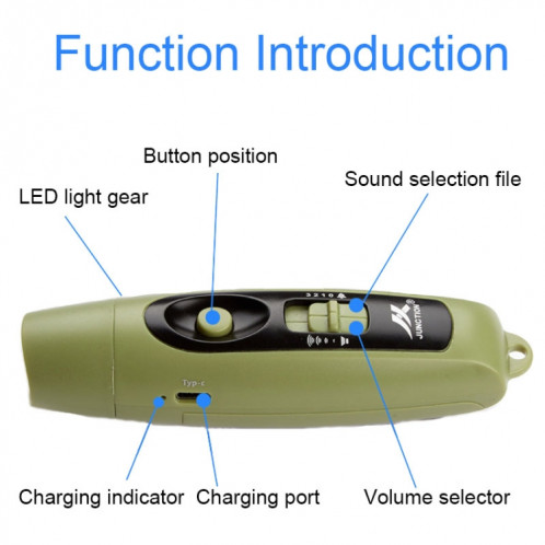 JUNCTION Sifflet d'entraînement en plein air avec chargement USB et commande de trafic à décibels élevés avec fonction d'éclairage (vert) SH201B985-09