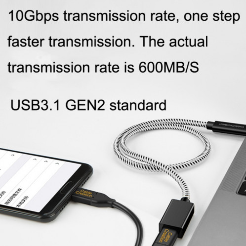 CC0316 0,3 m Type-C / USB-C Câble d'extension mâle à femelle Câble de chargement de téléphone d'ordinateur (Noir) SH801A226-013