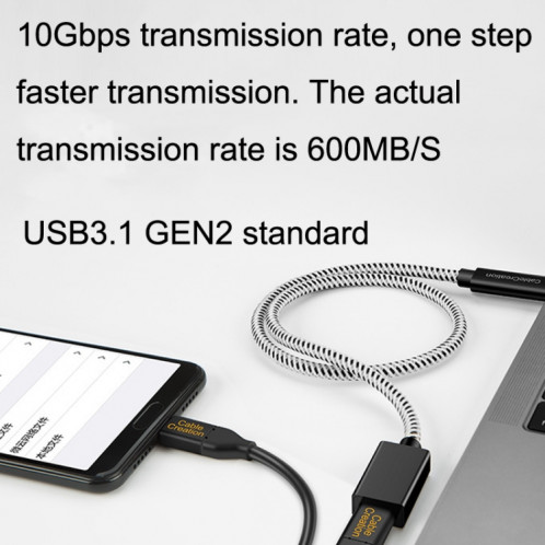 CC0316 1m Type-C / USB-C Câble d'extension mâle à femelle Câble de chargement de téléphone d'ordinateur (Noir) SH803A245-013
