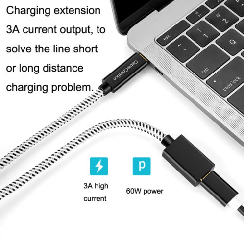 CC0316 0,3 m Type-C / USB-C Câble d'extension mâle à femelle Câble de chargement de téléphone d'ordinateur (Noir) SH801A226-013