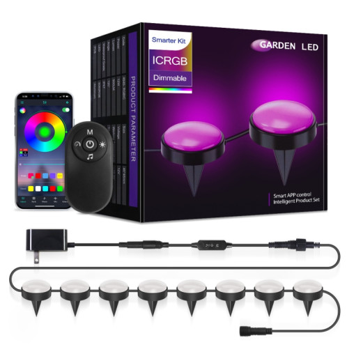 SKS-JZ-13 DC 12V 10m 15 LEDs Bluetooth RGB Lawn Light String Étanche LED Enterré Lumières UK Plug SH4003934-010