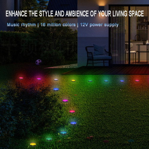 SKS-JZ-13 DC 12V 10m 15 LEDs Bluetooth RGB Lawn Light String Étanche LED Enterré Lumières UK Plug SH4003934-010