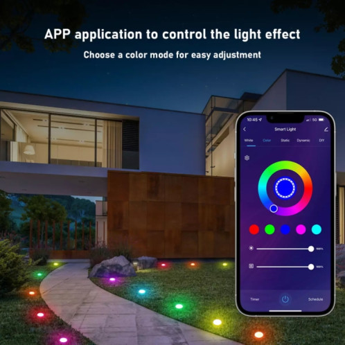 SKS-JZ-13 DC 12V 10m 15 LEDs Bluetooth RGB Lawn Light String Étanche LED Enterré Lumières UK Plug SH4003934-010
