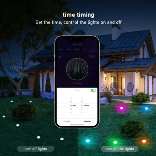 SKS-JZ-13 DC 12V 10m 15 LEDs Bluetooth RGB Lawn Light String Étanche LED Enterré Lumières UK Plug SH4003934-010