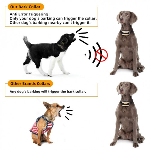 Collier anti-aboiement pour chien étanche rechargeable par USB avec vibration et bip (or) SH801A586-07