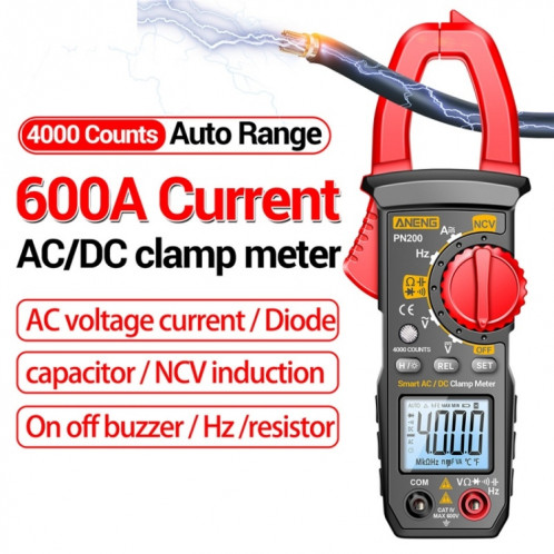 Pince ampèremétrique multifonctionnelle de haute précision de mesure AC/DC ANENG PN200 (rouge) SA401A74-011