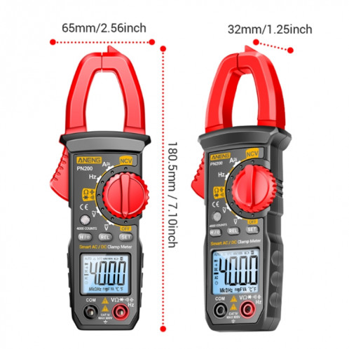 Pince ampèremétrique multifonctionnelle de haute précision de mesure AC/DC ANENG PN200 (rouge) SA401A74-011