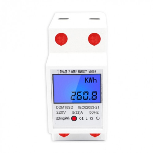 DDM15SD Compteur de rail multifonction monophasé 5 (32) A avec écran LCD rétroéclairé SH801B1145-010