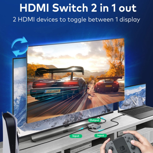 Llano LCTS502G Commutateur HDMI à conversion bidirectionnelle 2 en 1 sortie Version 2.1 Vidéo Ultra HD 8K SL65361247-016