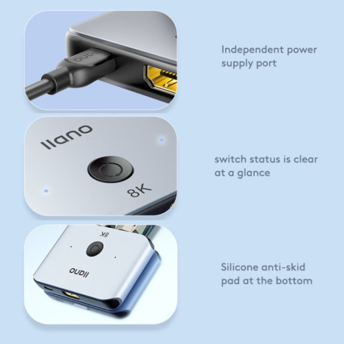Llano LCTS502G Commutateur HDMI à conversion bidirectionnelle 2 en 1 sortie Version 2.1 Vidéo Ultra HD 8K SL65361247-016