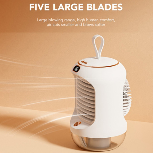 RD22 Ventilateur d'humidification rotatif Lumière d'ambiance à lumière chaude Tête secouante automatique avec refroidisseur d'air à affichage numérique (Blanc) SH801A1404-010