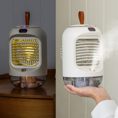 RD22 Ventilateur d'humidification rotatif Lumière d'ambiance à lumière chaude Tête secouante automatique avec refroidisseur d'air à affichage numérique (Blanc) SH801A1404-010
