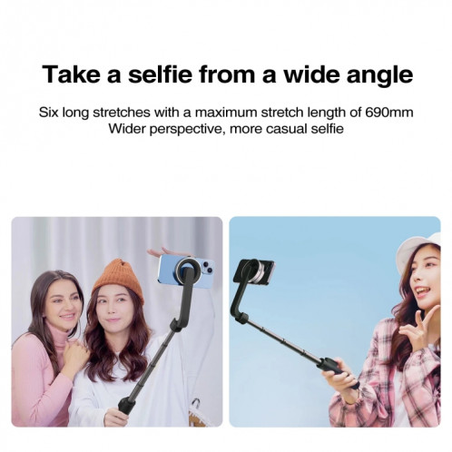 Trépied magnétique pour perche à selfie, tige stabilisatrice portative avec télécommande (blanc) SH901A217-011