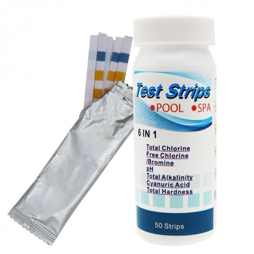 50pcs PH075 6 en 1 chlore résiduel PH détecteur de qualité de l'eau papier de test PH SH66381260-010