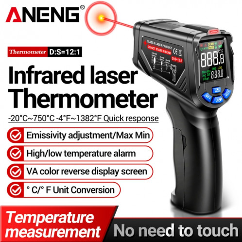ANENG TH06 Température de l'huile Thermomètre de haute précision Thermomètre à eau infrarouge de cuisson au laser (Orange) SA401A488-012