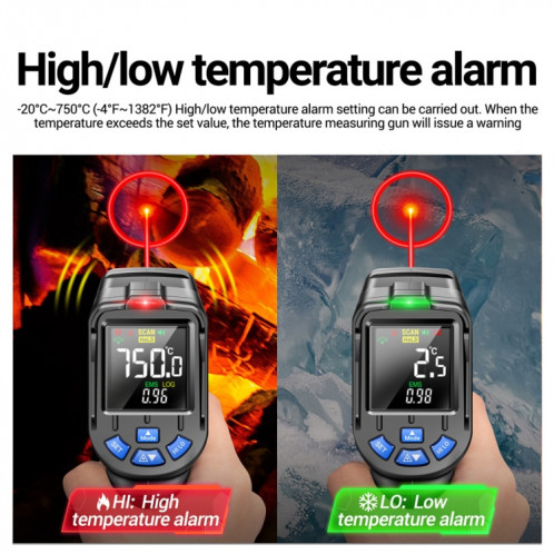 ANENG TH06 Température de l'huile Thermomètre de haute précision Thermomètre à eau infrarouge de cuisson au laser (Orange) SA401A488-012