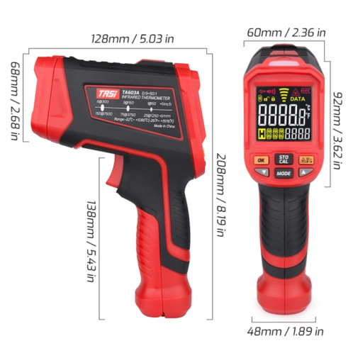 TASI TA603A-32-1080 degrés Celsius Thermomètre infrarouge à écran couleur Thermomètre électronique industriel ST02011212-014