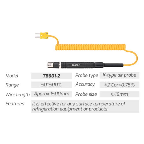 TASI TB601-2 Sonde de surface Sonde de type K Utilisation avec thermomètre ST07021705-07