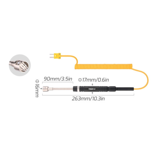 Sonde de type K à thermocouple de surface TASI TB601-3 à utiliser avec un thermomètre ST07031026-07