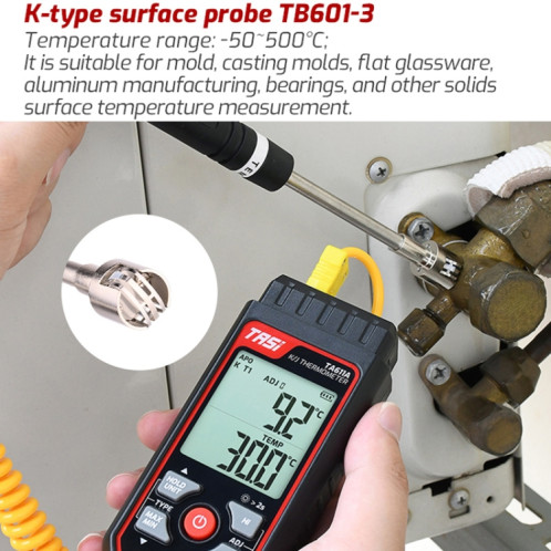 Sonde de type K à thermocouple de surface TASI TB601-3 à utiliser avec un thermomètre ST07031026-07