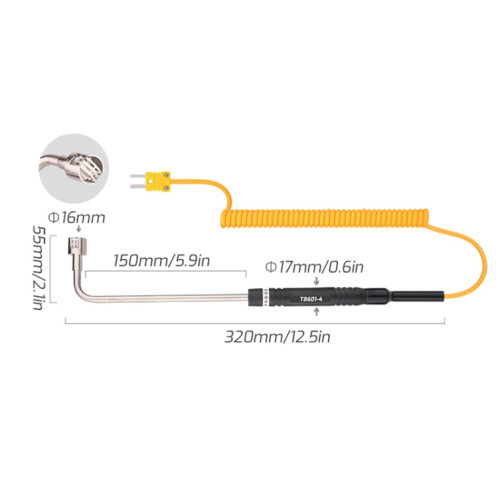 TASI TB601-4 Coude Surface Thermocouple K-Type Sonde Utilisation Avec Thermomètre ST07041434-07
