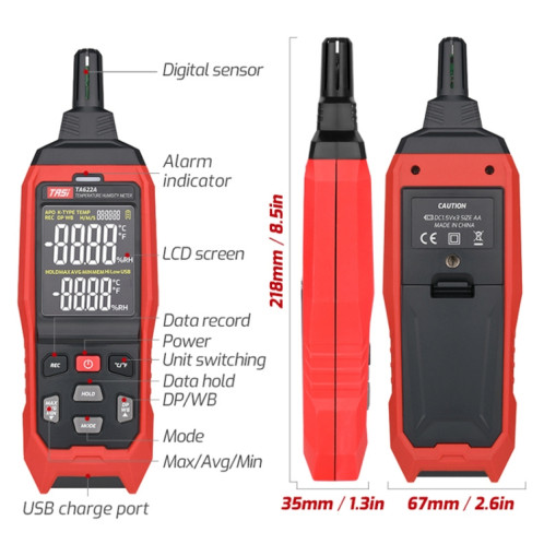 TASI TA622B USB ordinateur connexion température humidité mètre numérique point de rosée thermomètre ST15021674-011