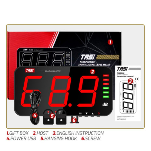 TASI TA653A Détecteur de décibels pour compteur de bruit mural à grand écran ST3001478-014