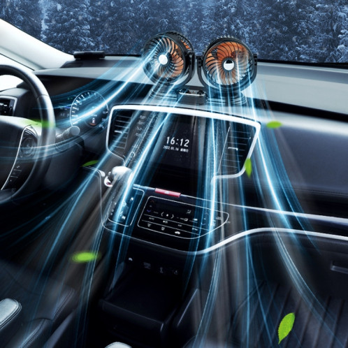 F621 Tourne-disque rotatif pour voiture Ventilateur silencieux à double tête pour voiture, modèle : USB SH00011676-012