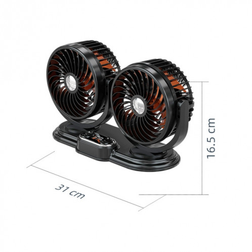 F621 Tourne-disque rotatif pour voiture Ventilateur silencieux à double tête pour voiture, modèle : USB SH00011676-012