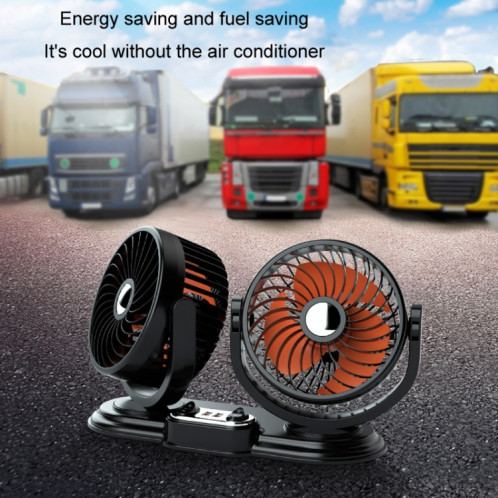 F621 Tourne-disque rotatif pour voiture Ventilateur silencieux à double tête pour voiture, modèle : USB SH00011676-012
