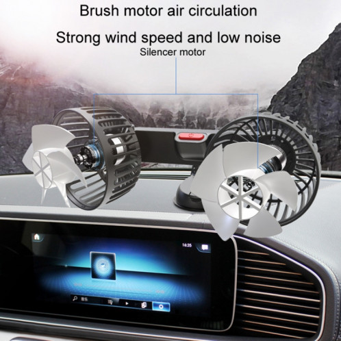F4206 Ventilateur USB de voiture à double tête à ventouse (noir) SH601A1320-010