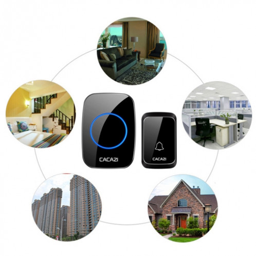 CACAZI A06-DC Sonnette étanche sans fil 1 à 2 piles Smart Home (Blanc) SC701A787-012