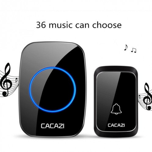 CACAZI A06-DC Sonnette étanche sans fil 1 à 2 piles Smart Home (Blanc) SC701A787-012