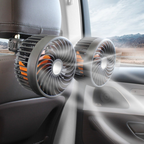 F6207 Ventilateur à double tête USB à fermeture éclair pour siège arrière de voiture, modèle : allume-cigare avec USB SH190225-012
