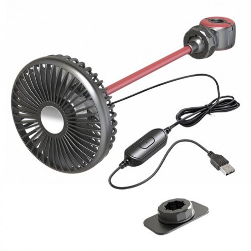 F508 Ventilateur de tuyau réglable à vitesse d'air USB pour siège arrière de voiture (noir rouge) SH701A1984-011