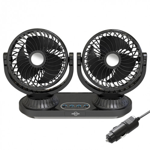 F623 12V/24V Véhicule Électrique Tête Oscillante Rotatif Double Tête Ventilateur (Basique) SH31021960-011