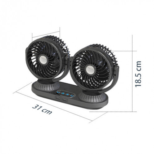 F623U 12V / 24V Ventilateur à double tête rotative à tête oscillante électrique pour véhicule (Deluxe) SH3101693-011