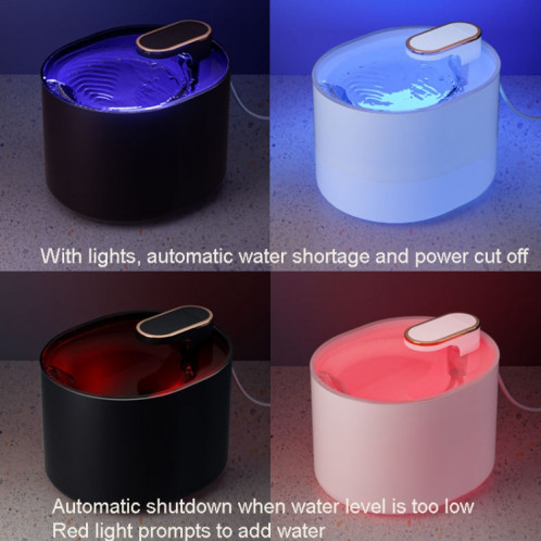 Distributeur d'eau électrique pour animaux de compagnie 3L fontaine d'eau automatique pour chat avec lumière (blanc) SH701B1338-011
