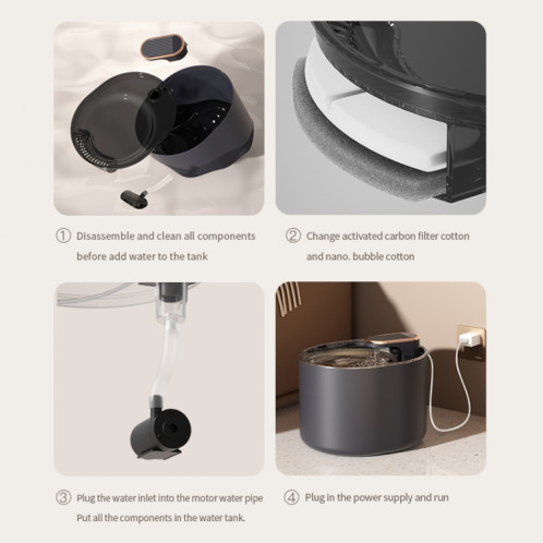 Distributeur d'eau électrique pour animaux de compagnie 3L fontaine d'eau automatique pour chat avec lumière (blanc) SH701B1338-011
