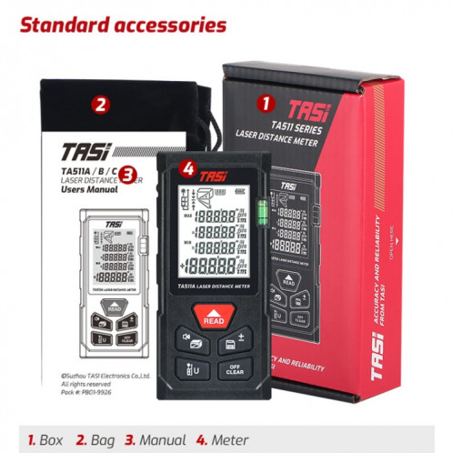 TASI TA511A Instrument de mesure infrarouge de salle de mesure de distance laser portable 50 m SH77011676-013